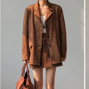Brown Suede Blazer for Women